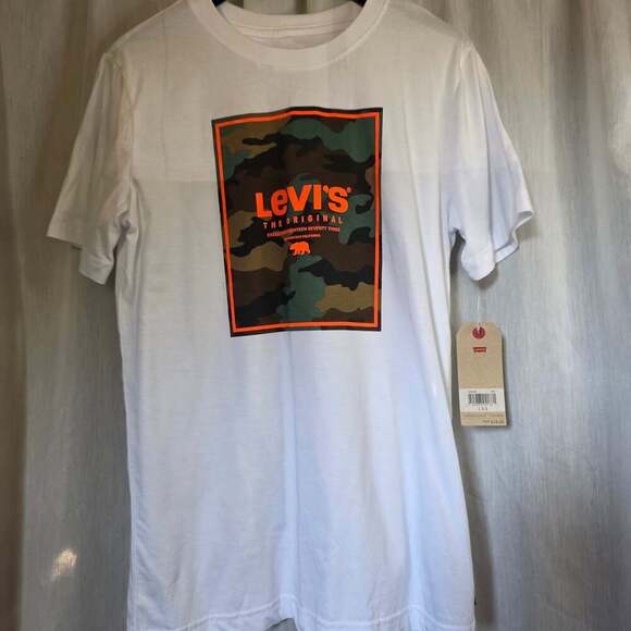 New Levi's The Original Camouflage Graphic Tee White Large - Picture 1 of 6
